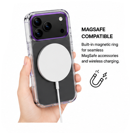 For iPhone 17 Pro Max MagSafe Case – Clear Protective Cover,Purple Edge