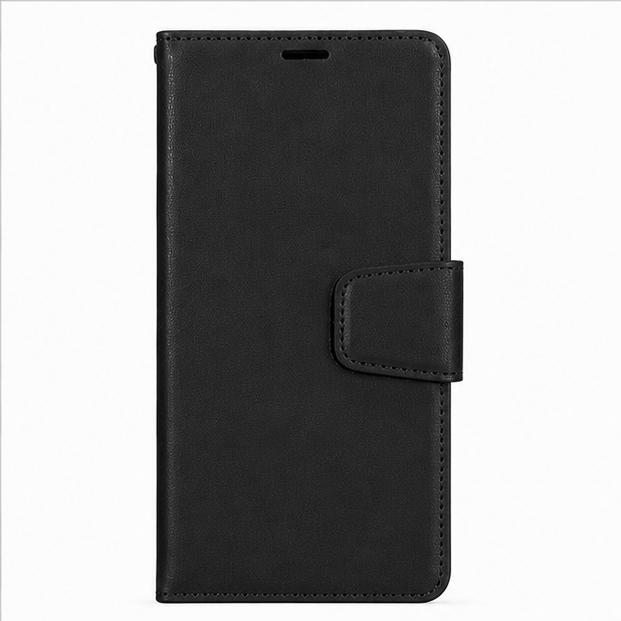 For iPhone 16 Plus Flip Wallet Case with Card Holder-Black