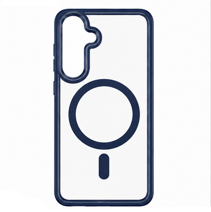 For Samsung Galaxy S24 Magsafe Clear Case – MagSafe Compatible Shockproof Protective Cover (Navy Blue）
