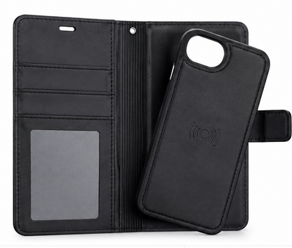 Premium 2-in-1 Black Detachable Wallet Case for iPhone 16e