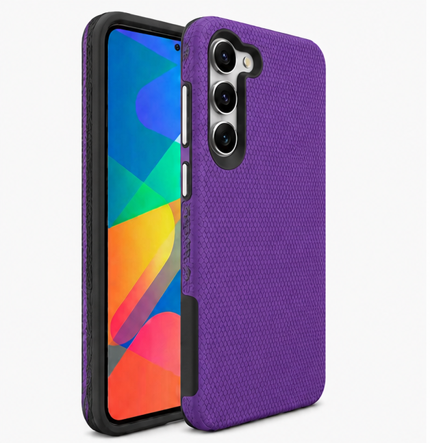 For S25 FE Purple Dual Layer Shockproof Phone Case + 2x Tempered Glass Screen Protectors