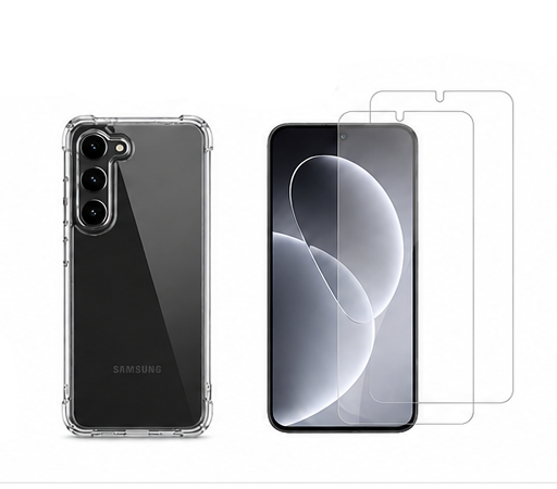 For Samsung Galaxy A15 Protective Clear Case with 2 Tempered Glass Screen Protectors | Shockproof Cover Bundle