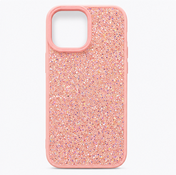 Luxury Glitter Crystal Protective Case for iPhone 13 – Shockproof Slim Fit Sparkle Back Cover (Pink)