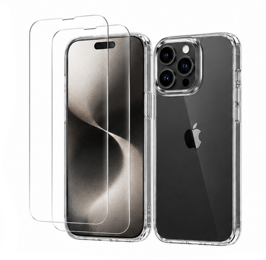For iPhone 14 Pro Max Crystal Clear Shockproof Phone Case + 2 Pack Tempered Glass Screen Protectors |Shockproof | Scratch Resistant