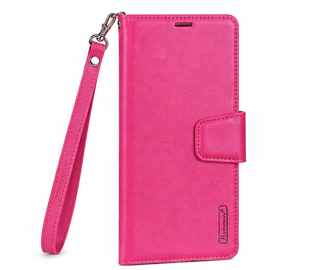 For Samsung Galaxy A55 Wallet Case with Wrist Strap – Premium Flip Cover Card Holder Case – Hot Pink