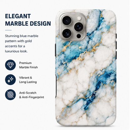 For iPhone 13 Pro Max Magsafe Marble Pattern Dual Layer Protective Case – BlueWhite