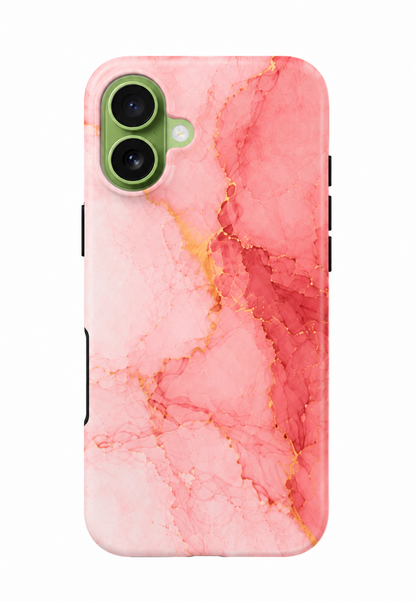For iPhone 16 Magsafe Marble Pattern Dual Layer Protective Case – Pink
