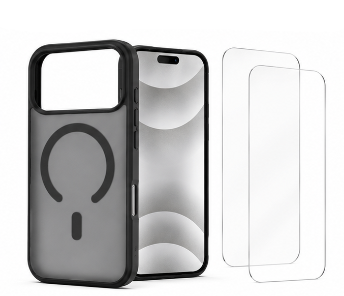 For iPhone 17 Pro Max Magsafe Frosted Matte Case + 2 Pack Tempered Glass Screen Protectors | Shockproof Slim Protective Cover