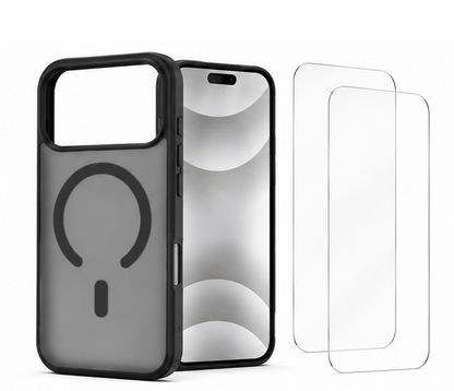 For iPhone 17 Pro Max Magsafe Frosted Matte Case + 2 Pack Tempered Glass Screen Protectors | Shockproof Slim Protective Cover