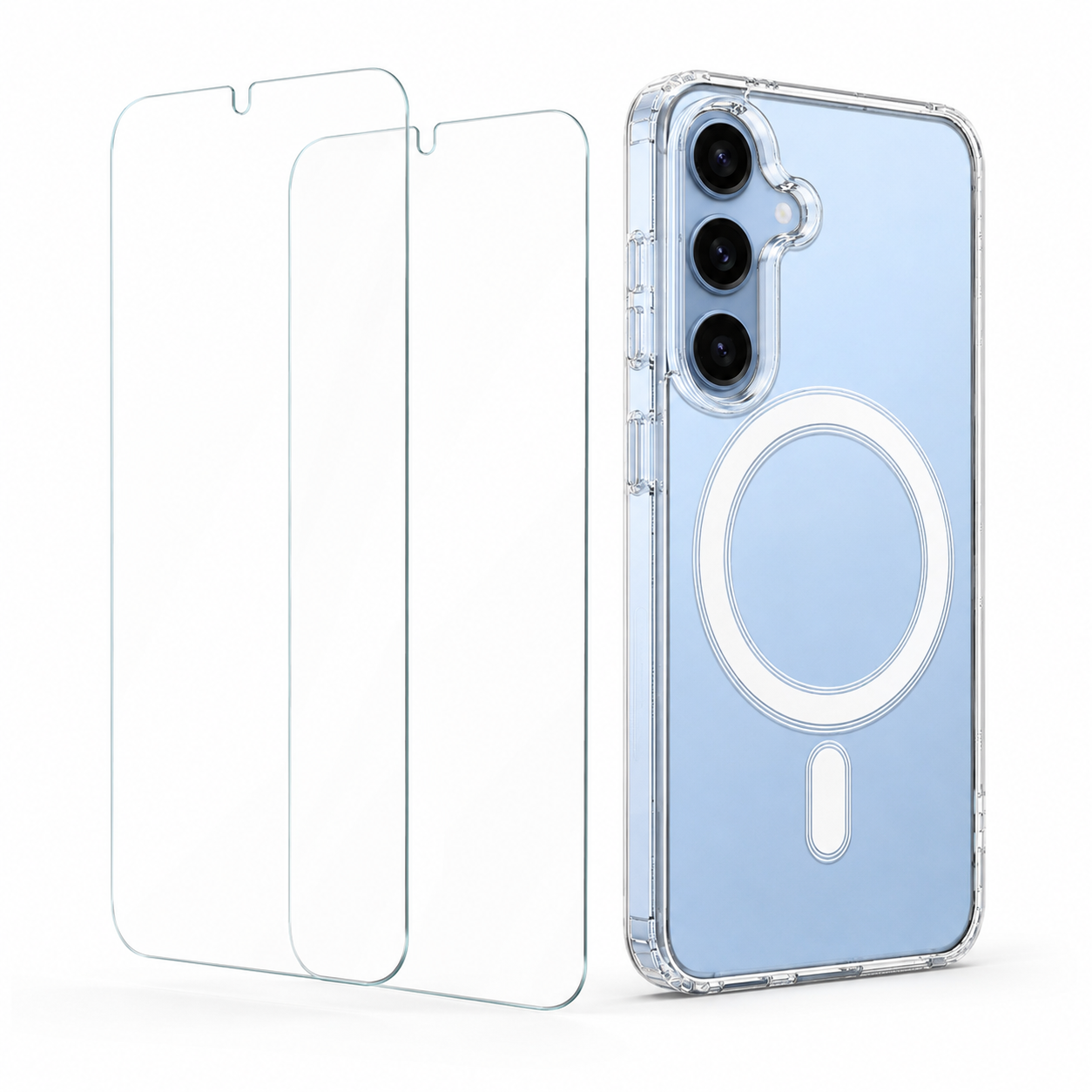 For Samsung Galaxy S24+Plus Clear Magsafe Case + 2 Glass Screen Protectors – MagSafe Compatible Shockproof Cover