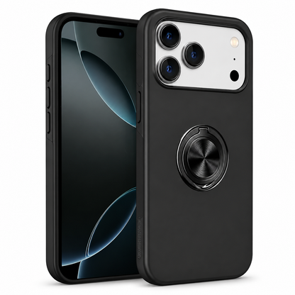 For iPhone 17 Pro Max Case with Metal Ring Stand-Black
