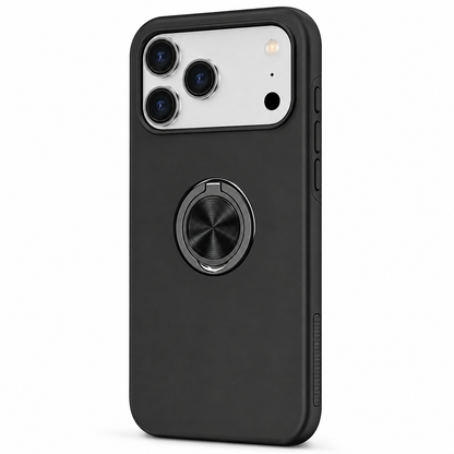 For iPhone 17 Pro Max Case with Metal Ring Stand-Black