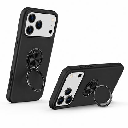 For iPhone 17 Pro Max Case with Metal Ring Stand-Black