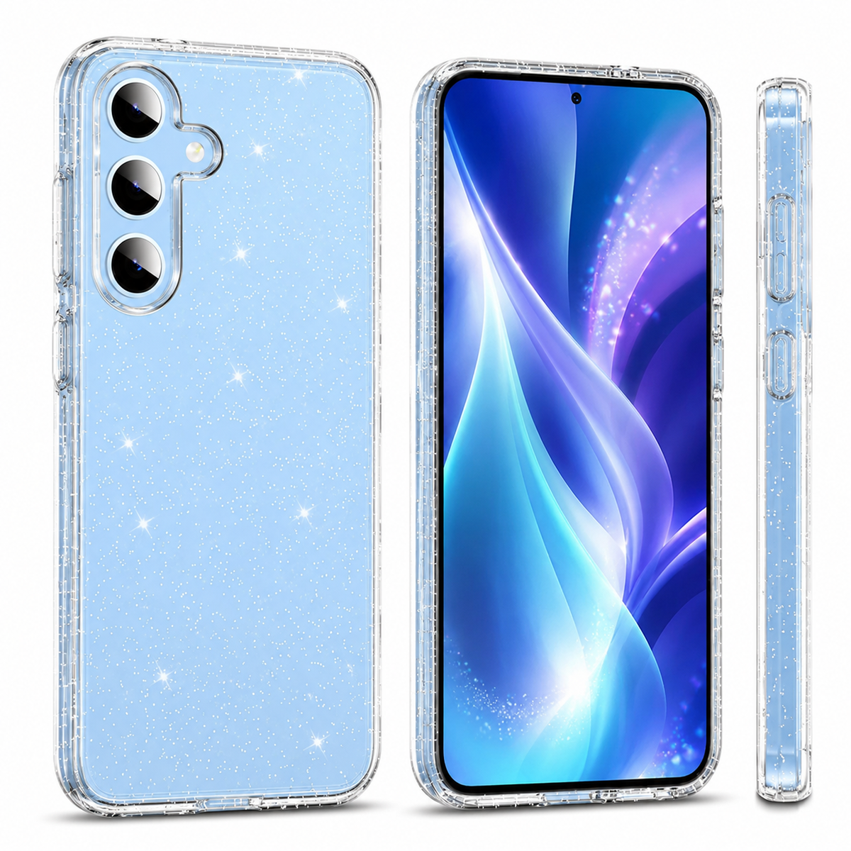 For Samsung Galaxy S25 FE Clear Glitter Case – Sparkling Shockproof Slim Protective Cover