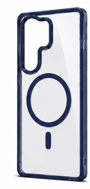 For Samsung Galaxy S25 Ultra Navy Blue edge Clear MagSafe Case – Crystal Clear Shockproof Protective Cover with Strong Magnetic Alignment,Wireless Charging Compatible