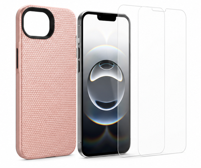 For iPhone 16e Shockproof Rugged Rosegold Case + 2x Screen Protector