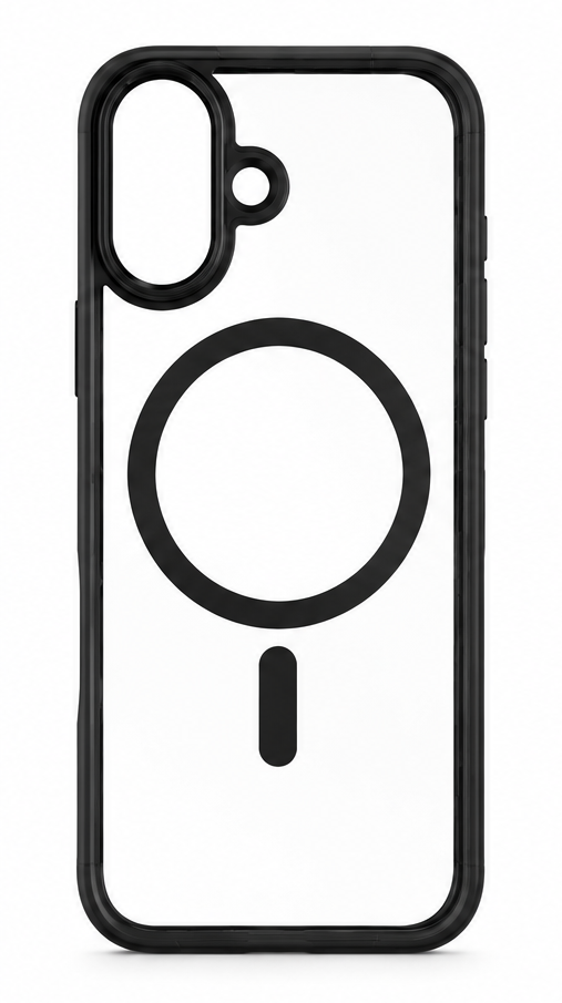 For iPhone 16  Black MagSafe Compatible Clear Case Shockproof Anti Drop