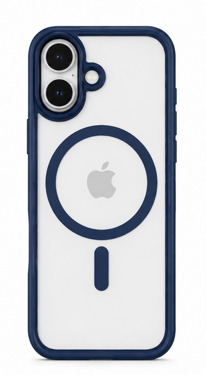 For iPhone 17 Navy Blue MagSafe Compatible Clear Case Shockproof Anti Drop