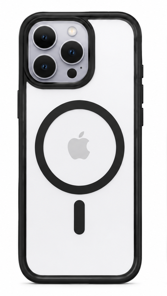 For iPhone 15 Pro-Black MagSafe Compatible Clear Case Shockproof Anti Drop