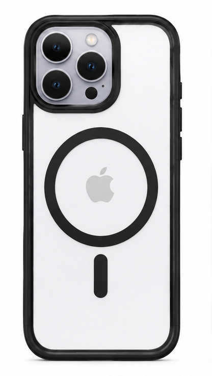 For iPhone 15 Pro-Black MagSafe Compatible Clear Case Shockproof Anti Drop