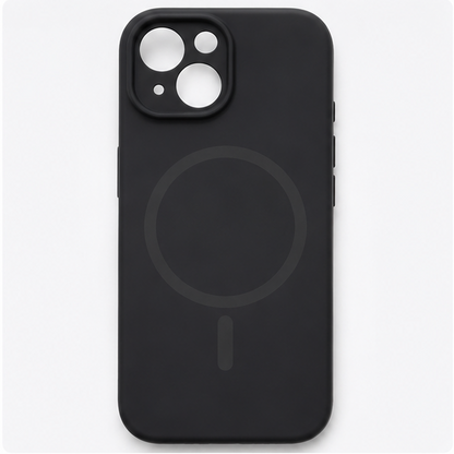 For iPhone 15 MagSafe Silicone Case Soft Touch Slim Shockproof Protective Cover Black