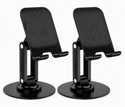 [Twin Pack]Adjustable Foldable Mobile & Tablet Desktop Stand Holder – Multi-Angle Anti-Slip Phone Stand for iPhone, Samsung, iPad & Tablets – Black