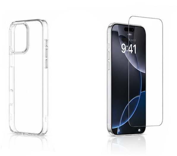 For iPhone 16 Pro Max Clear Case Bundle – Shockproof Transparent Case + 2 Pack Tempered Glass Screen Protectors + Camera Lens Protector Set