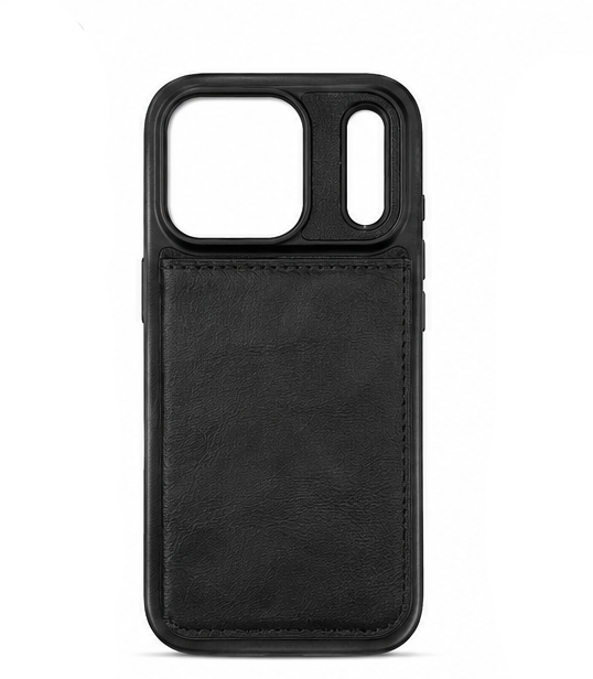 For iPhone 17 Pro Max Back Wallet Case with Card holder Black