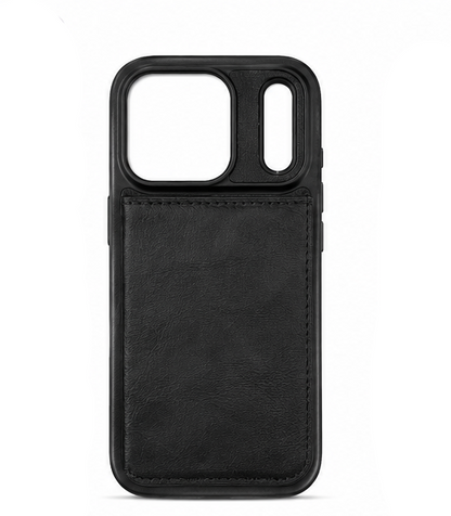 For iPhone 17 Pro Max Back Wallet Case with Card holder Black