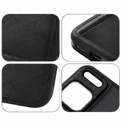 For iPhone 17 Pro Max Back Wallet Case with Card Holder Kickstand Black + 2 x Tempered Glass Screen Protectors Bundle