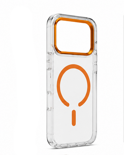 For iPhone 17 Pro MagSafe Case – Clear Protective Cover,Orange Edge