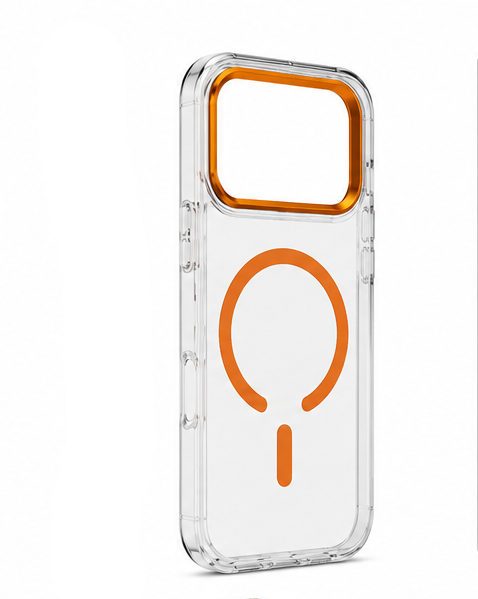 For iPhone 17 Pro Max MagSafe Case – Clear Protective Cover,Orange Edge