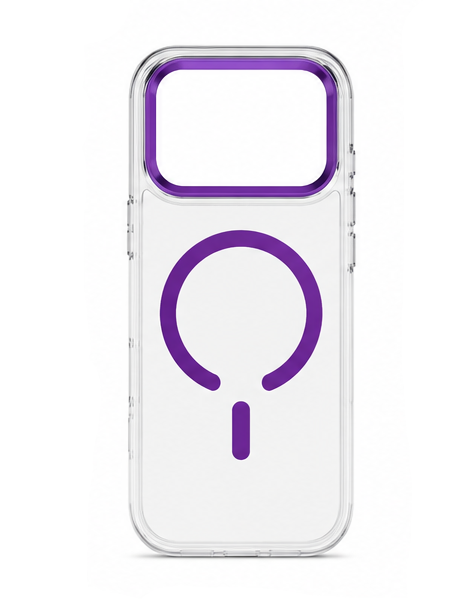 For iPhone 17 Pro MagSafe Case – Clear Protective Cover,Purple Edge