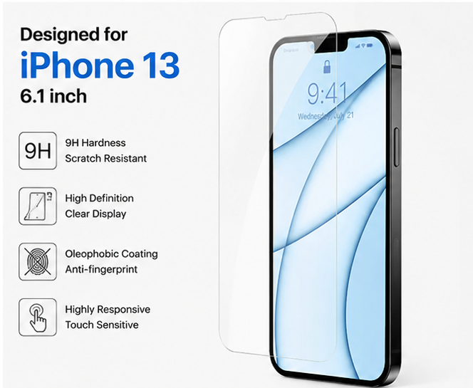 2X Tough Tempered Glass Screen Protector for iphone 13