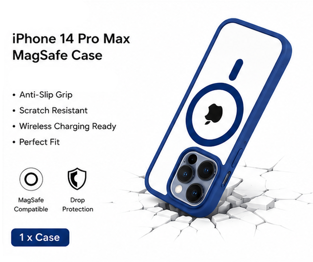 For iPhone 14 Pro Max MagSafe Clear Hybrid Protective Case – Blue
