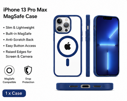 For iPhone 13 Pro Max MagSafe Clear Hybrid Protective Case – Blue