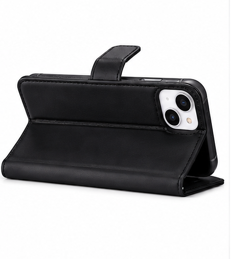 Premium 2-in-1 Black Detachable Wallet Case for iPhone 15