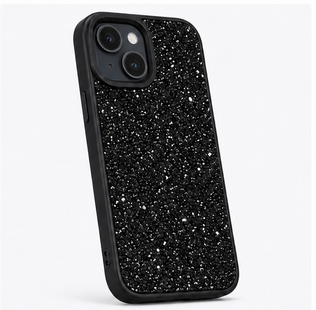 Glitter Protective Case for iPhone 15 – Shockproof Slim Fit Sparkle Back Cover (Black)