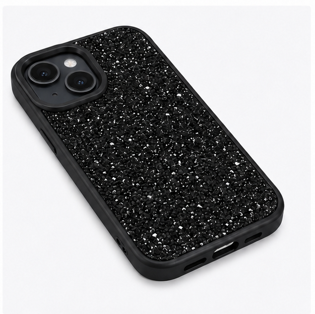 Glitter Protective Case for iPhone 15 – Shockproof Slim Fit Sparkle Back Cover (Black)