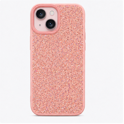 Luxury Glitter Crystal Protective Case for iPhone 13 – Shockproof Slim Fit Sparkle Back Cover (Pink)