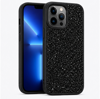 Luxury Glitter Crystal Protective Case for iPhone 12 Pro Max – Shockproof Slim Fit Sparkle Back Cover (Black)