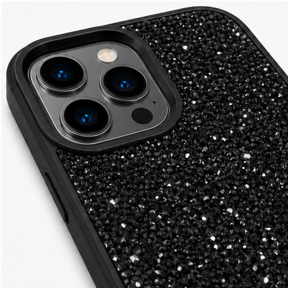 Luxury Glitter Crystal Protective Case for iPhone 12 Pro Max – Shockproof Slim Fit Sparkle Back Cover (Black)