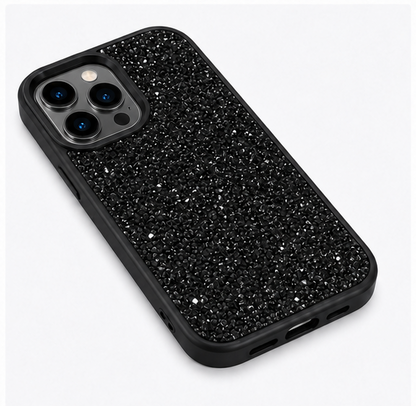 Luxury Glitter Crystal Protective Case for iPhone 12 Pro Max – Shockproof Slim Fit Sparkle Back Cover (Black)
