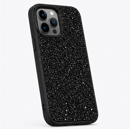 Luxury Glitter Crystal Protective Case for iPhone 12 Pro Max – Shockproof Slim Fit Sparkle Back Cover (Black)