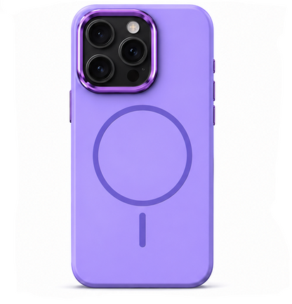 For iPhone 16 Pro Magsafe  Silicone Purple Case + 2 x Tempered Glass Protectors
