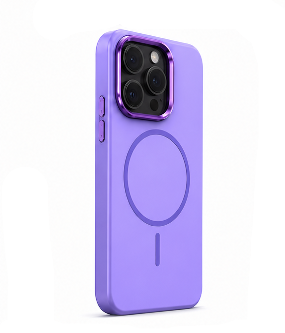 For iPhone 16 Pro Magsafe  Silicone Purple Case + 2 x Tempered Glass Protectors
