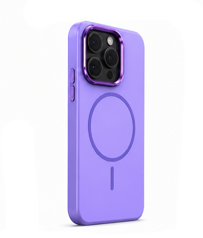 For iPhone 16 Pro Magsafe  Silicone Purple Case + 2 x Tempered Glass Protectors