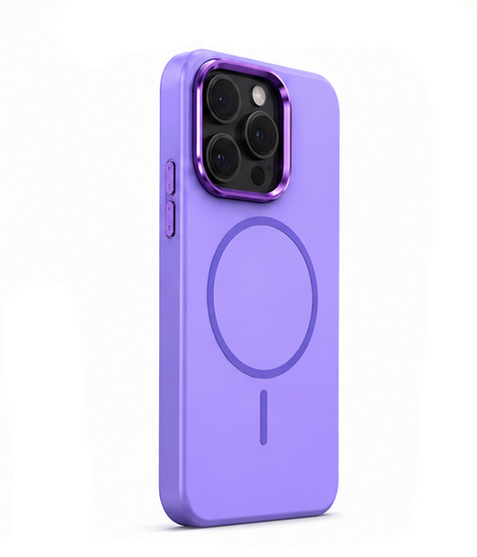 For iPhone 15 Pro MagSafe Silicone Case – Soft Touch Shockproof Protective Cover with Raised Camera Protection – Purple