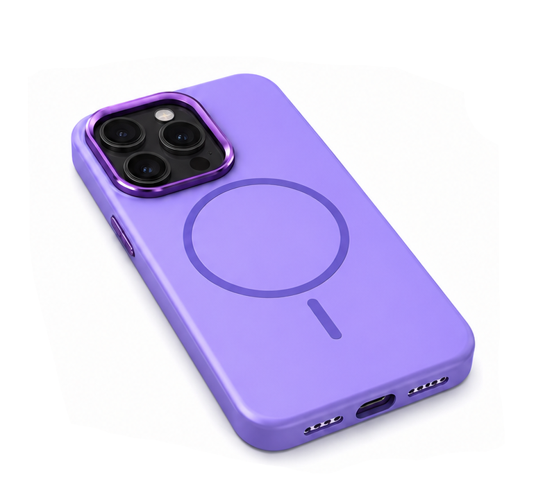 For iPhone 16 Pro Magsafe  Silicone Purple Case + 2 x Tempered Glass Protectors