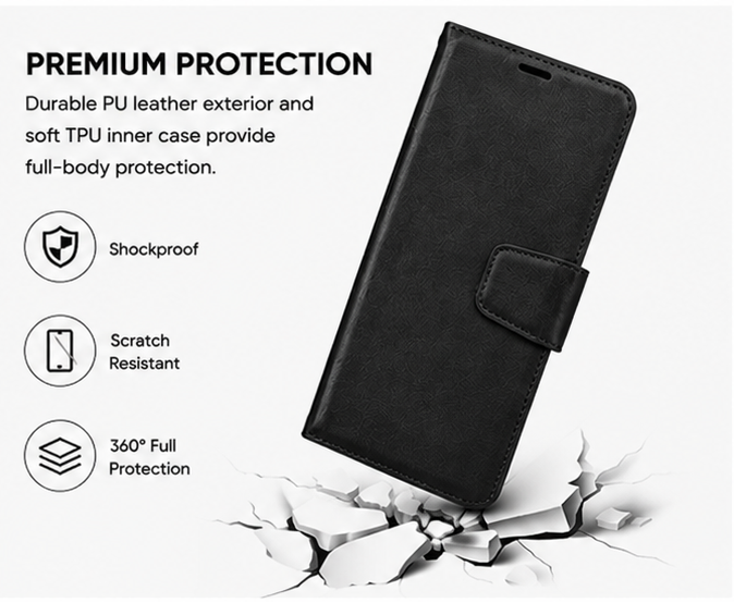 For iPhone 17e Flip Wallet Case – Premium Folio Cover